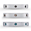 Sterling Silver 1/8ct TDW Black, Brown or Blue Diamond Stackable Ring