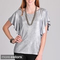 Sunny Leigh Women's Lurex Flutter Sleeve Top