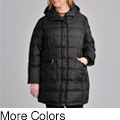 London Fog Women's Plus Quilted Down Coat with Removable Hood