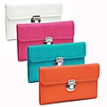 Dasein Faux Leather Tri-fold Checkbook Wallet with Buckle