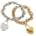 Women's Stainless-steel Double-chain Bracelet with Heart Charm