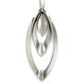 Stainless Steel Three Piece Marquise Shaped Pendant Necklace