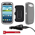 OtterBox Defender Protective Case for Samsung Galaxy S3 S III i9300 - Glacier With Car Charger, Velcro Tie