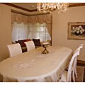 Prestige Roman Two-tone White Embroidered Formal Tablecloth 72 x 144 inches
