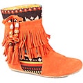 Refresh by Beston Women's 'Mini-03' Orange Fringe Boots