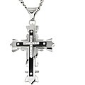 Two-tone Stainless Steel Cubic Zirconia Cross Necklace