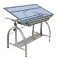 Studio Designs Avanta Drafting Table Silver/Blue Glass