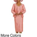 Divine Apparel Hammered Satin Missy Skirt Suit