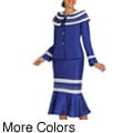 Divine Apparel Caplet Collar Color-Block Womens Skirt Suit