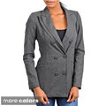 Stanzino Women's Wool Blazer Jacket with Double Lapel Detail