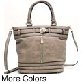 Anais Gvani Belted and Zipped Up Fashion Tote with Gold Accents