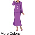 Divine Apparel Women's Asymetrical Collar Missy Skirt Suit