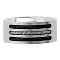 Black Ion-plated Stainless Steel Men's Cable Design Band