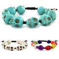 Resin Skulls Adjustable Black Pull Cord Bracelet