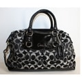 Coach Ashley Black/White Signature Sateen Satchel 