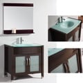Glass Top 36-inch Single Sink Bathroom Vanity with Matching Mirror