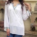 Cotton 'Paisley Whisper' Beaded Tunic (India)