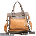 Anais Gvani Color-blocked Faux Leather Buckle-accent Satchel