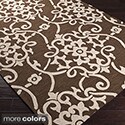 Hand-hooked Cottage Green Indoor/Outdoor Floral Rug