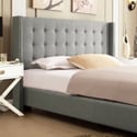 Francesca Grey Linen Wingback Nailhead Modern Bed
