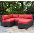 Espresso Rattan Patio Sectional with Cushions