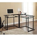 Black Metal and Glass Corner Computer Desk