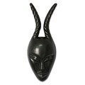 Handcrafted Sese Wood 'Woman Warrior' African Mask (Ghana)