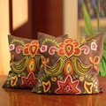 Set of 2 Cotton 'Choral' Cushion Covers (India)
