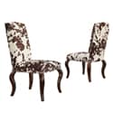 Lorell Brown Cow Hide Nailhead Upholstered Traditional Dining Chair (Set of 2)