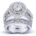 14k Gold 2 4/5ct TDW Diamond Halo Cluster Bridal Ring Set (H-I, I1-I2)