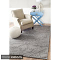 nuLOOM Handmade Neutrals and Textures Damask Grey Wool Rug (6' x 9')