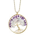 Natural Stone Eternal Tree of Life Brass Long Necklace (Thailand)
