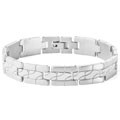 Men's Stainless Steel Polished and Brushed Grooved Link Bracelet