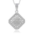 Journee Collection Sterling Silver Diamond Accent Square Necklace