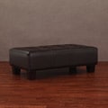 Button-tufted Dark Brown Leather Bench
