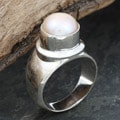Sterling Silver Baroque Pearl Ring (10 mm) (Nepal)