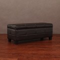 Leather Storage Bench Dark Brown
