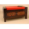 Wood and Glass Reverse Painted Cushioned Bench (Peru)