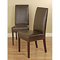 Leather Dining Chairs Dark Brown(Set of 2)