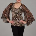 Lola P Women's Rayo Knit Georget Bell Sleeve Top