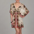 Lola P Women's Challis Print Kimono Sleeve Dress