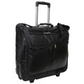 Amerileather Cowhide Leather Black 21.5-inch Wheeled Garment Bag