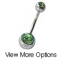 CGC Stainless Steel Double Jeweled Barbell Belly Ring