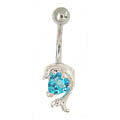 Surgical Steel Jeweled Dolphin Barbell Belly Ring