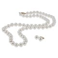 DaVonna 14k Gold 5.5-6mm Akoya Pearl Necklace-Earring Set (18 in) with Gift Box