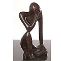 The Thinker Carved Wood 12-in. Statue(Ghana)