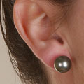 DaVonna 14k Gold Cultured Black Tahitian Pearl Earrings (11-12 mm)
