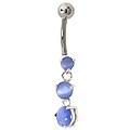 Stainless Steel Triple Cat's Eye Barbell Belly Ring