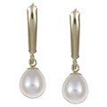DaVonna 14k Gold Cultured White FW Pearl Leverback Earrings (6-7 mm)