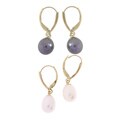 DaVonna 14k Gold Cultured Black FW Pearl Leverback Earrings (8-9 mm)